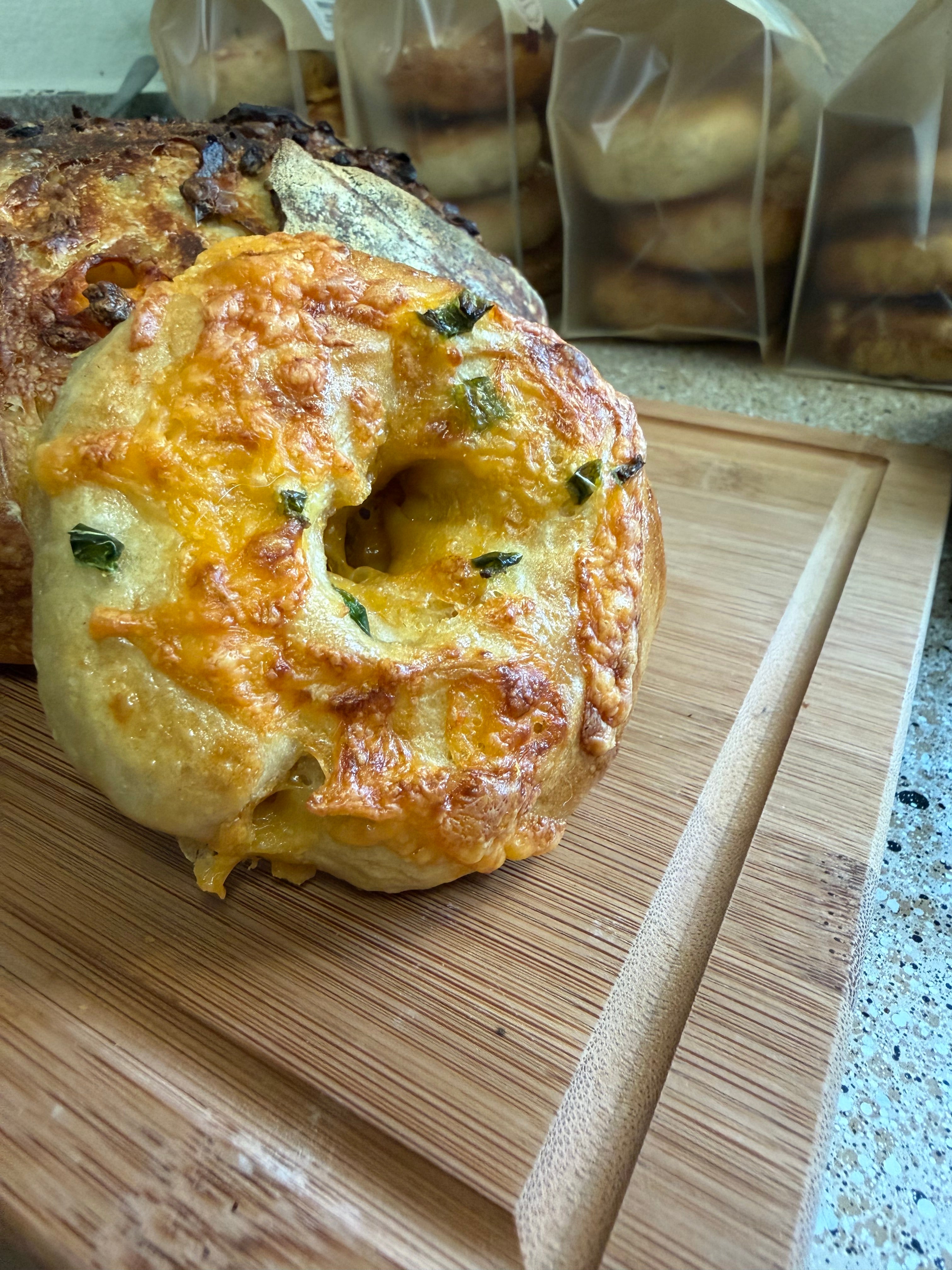Sourdough Jalapeño Cheddar Bagels
